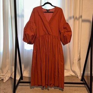 Studio Terracotta Puff Sleeve Dress from river island